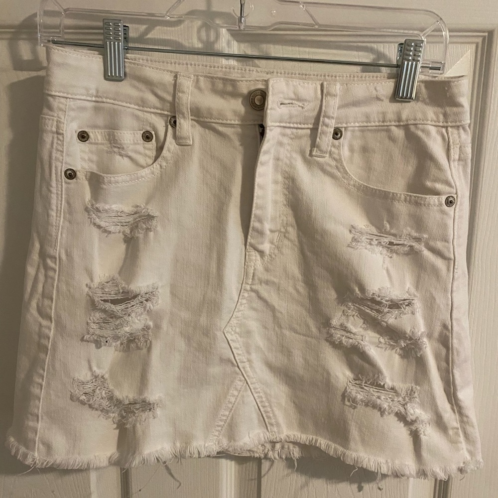 American Eagle White Jean Skirt